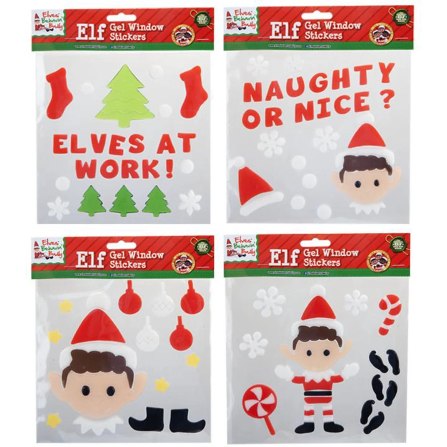 Elves Behavin' Badley Elf Gel Klistermærke Sæt 4 Asst.