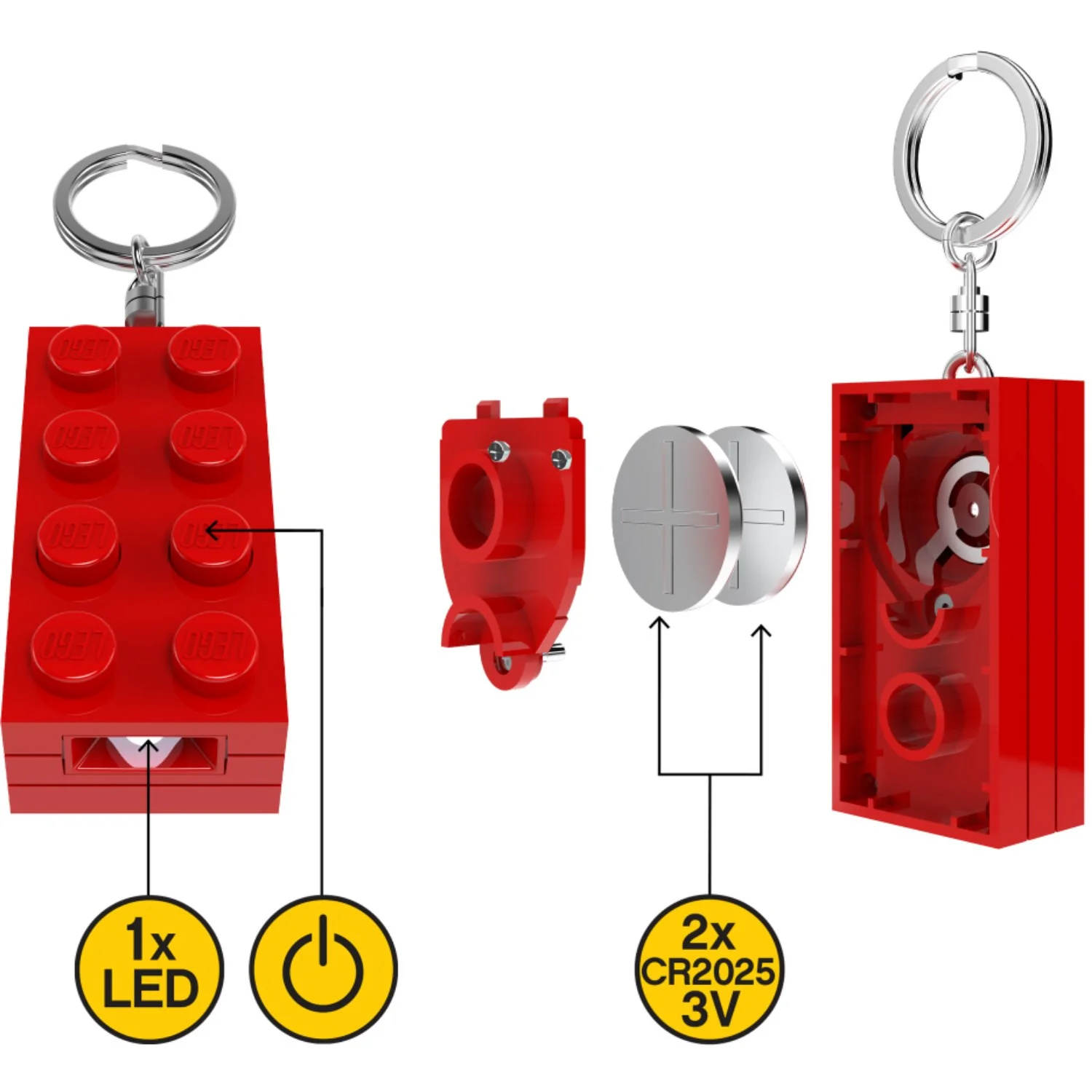 Euromic Lego® Minifigurines™ Nøglering Med Lys 2X4 Brick Red - Image 4