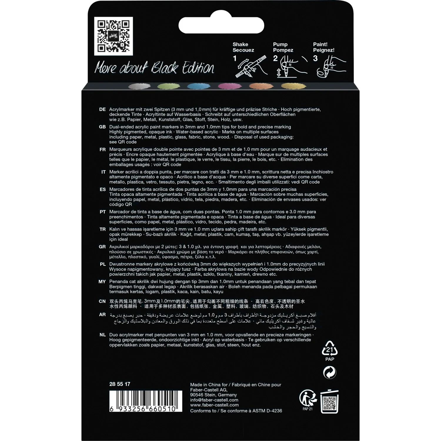 Faber-Castell Akryl Marker 6 Stk Metallic - Image 3