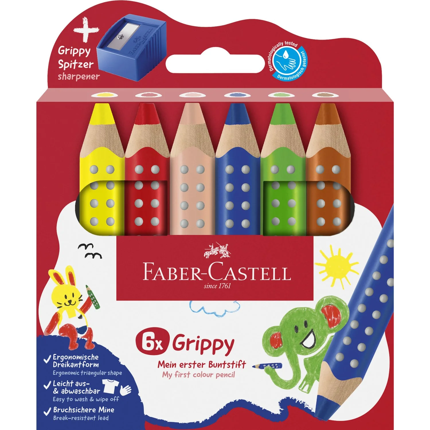 Faber-Castell Grippy XXL Jumbo 6 Ass+Spidser