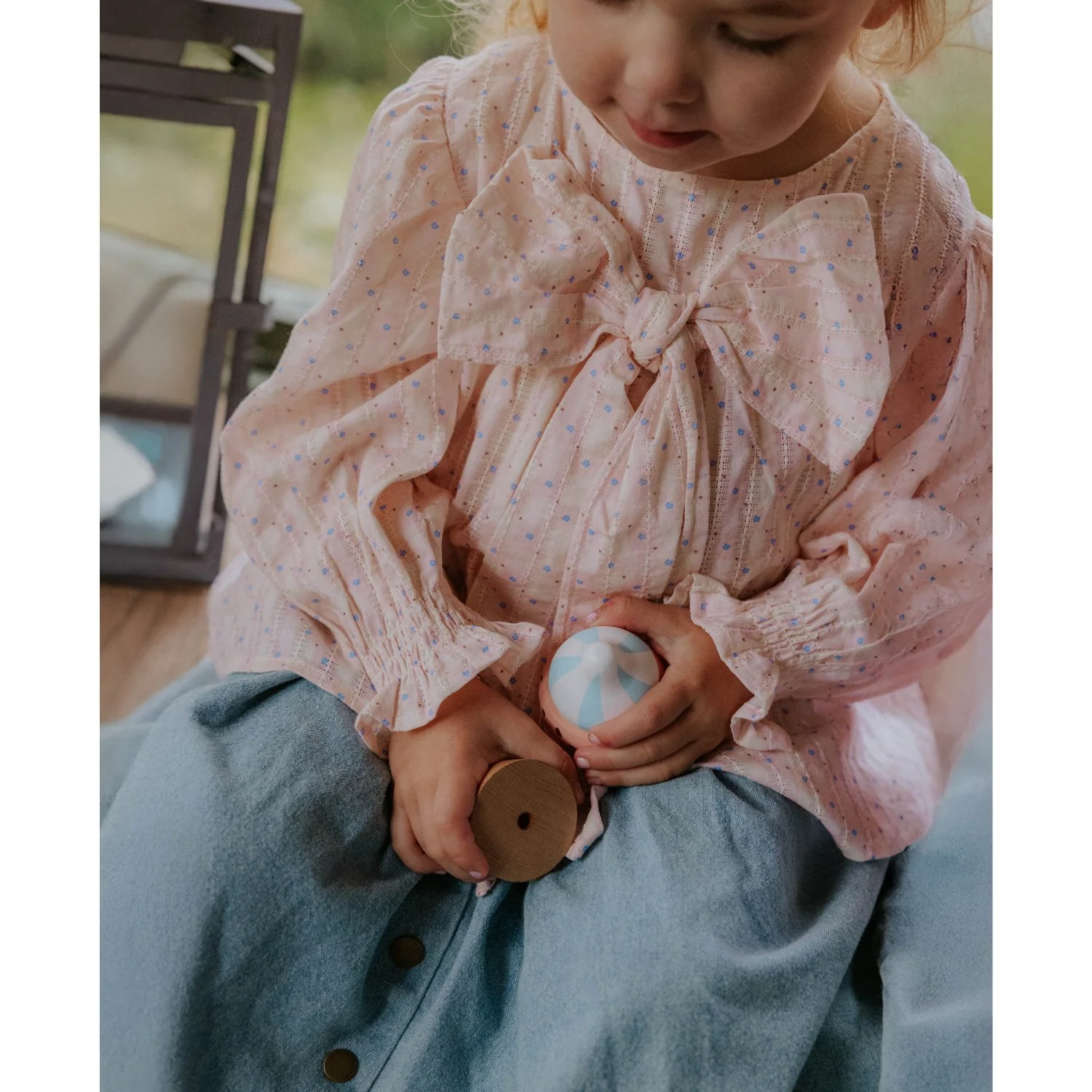 Fliink Chalk Pink Check Aop Zorro Ls Sløjfe Bluse - Image 3