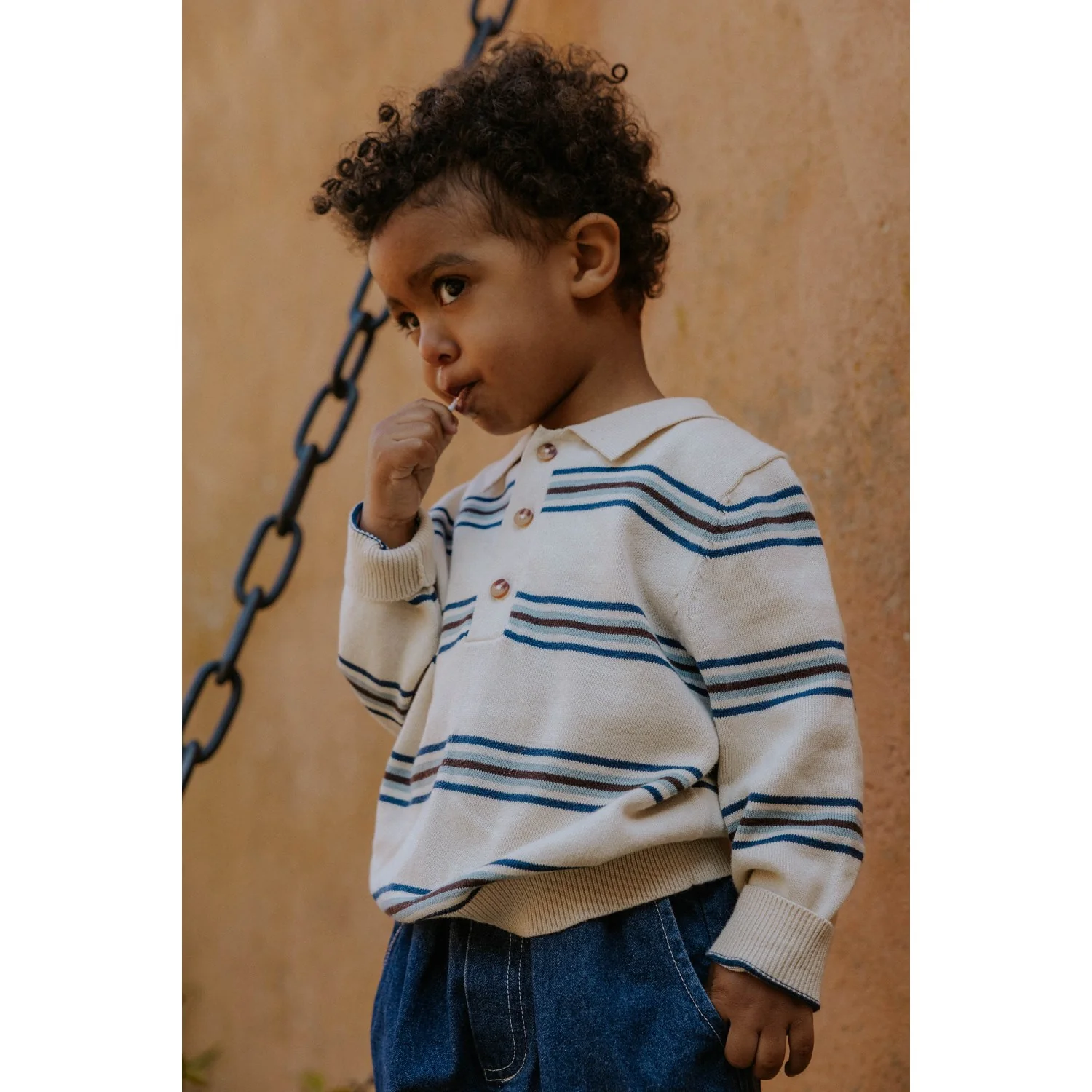 Fliink Sandshell Stripe Benny Ls Polo - Image 4