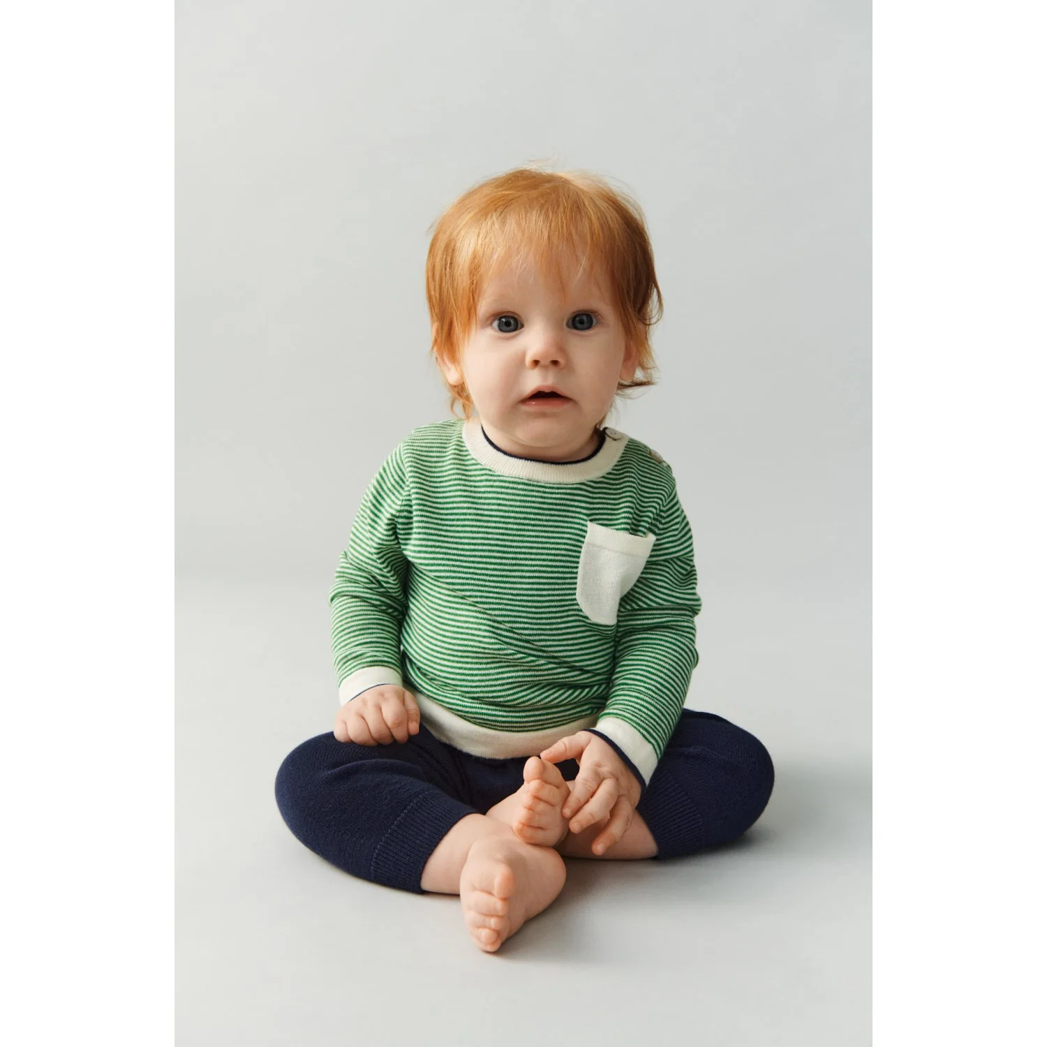 FUB Ecru/Pine Striped Crew - Image 3