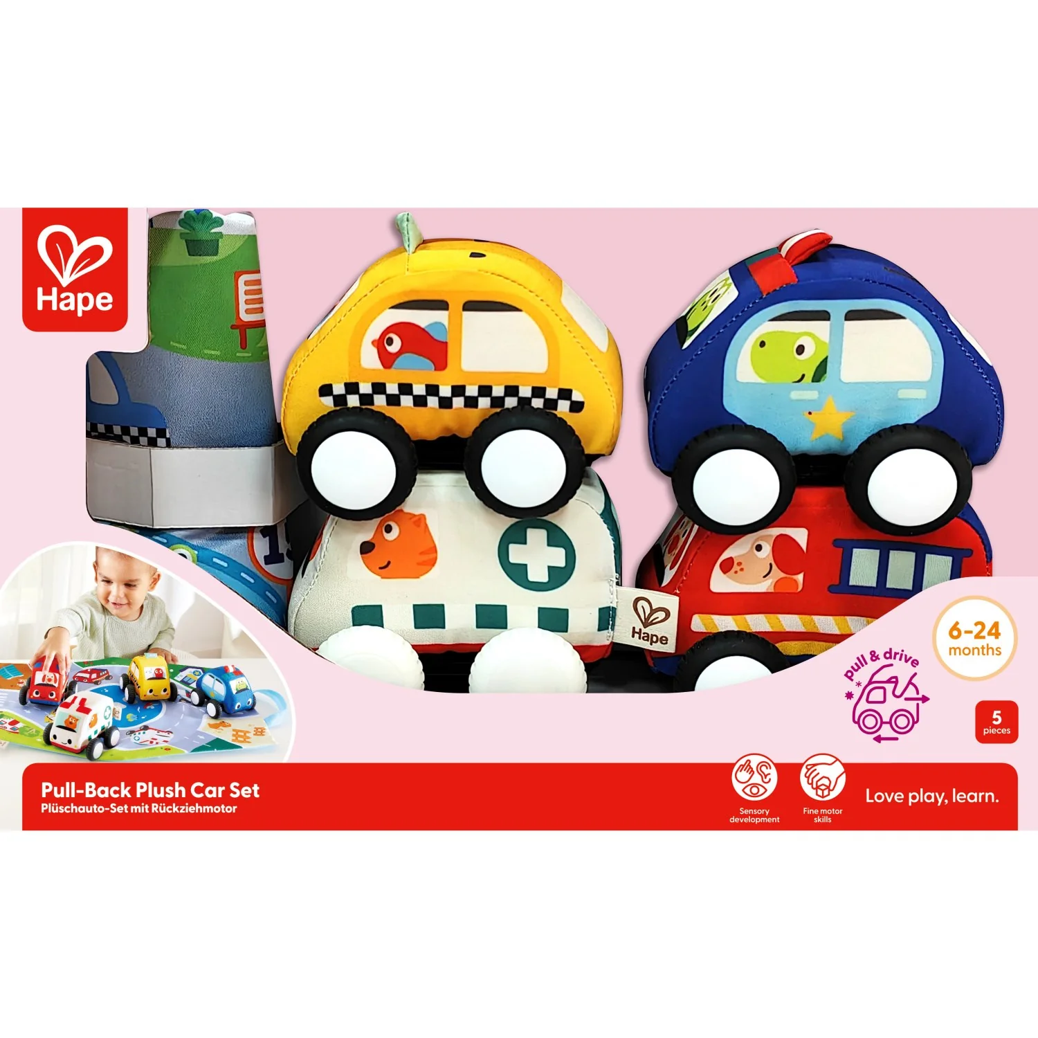 Hape Pull-Back Plys Bilsæt