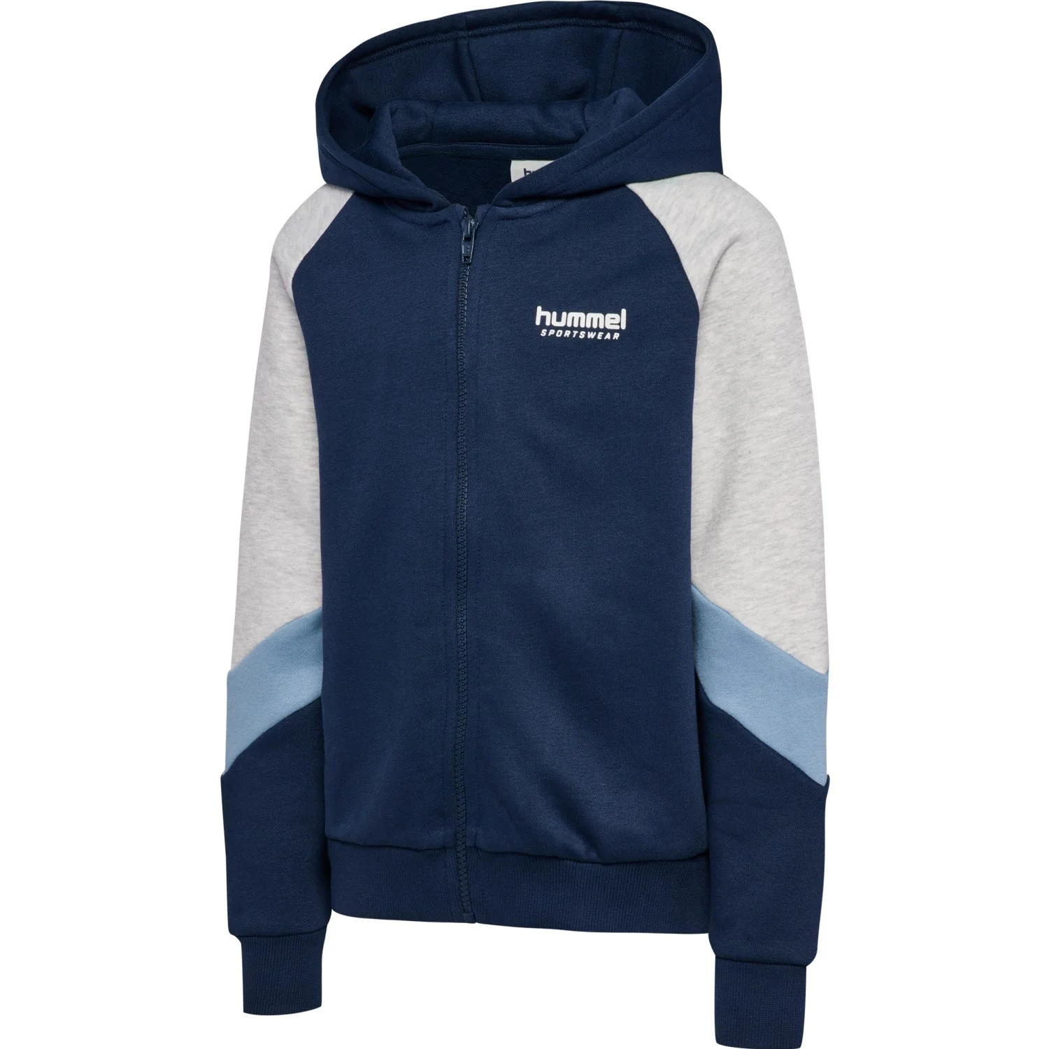 Hummel Dress Blues/Faded Denim Jr Loose Blocked Zip Hættetrøje - Image 3