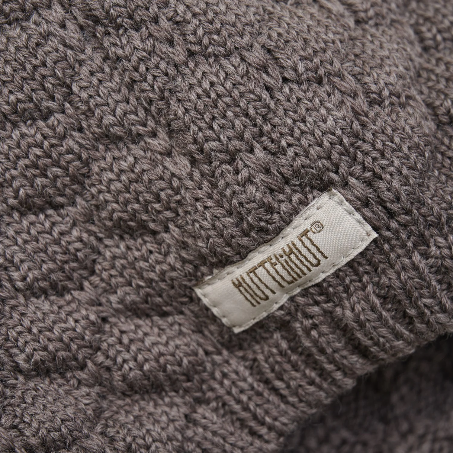 Huttelihut Brown Melange Bonnet Uld Strik Pompom - Image 2