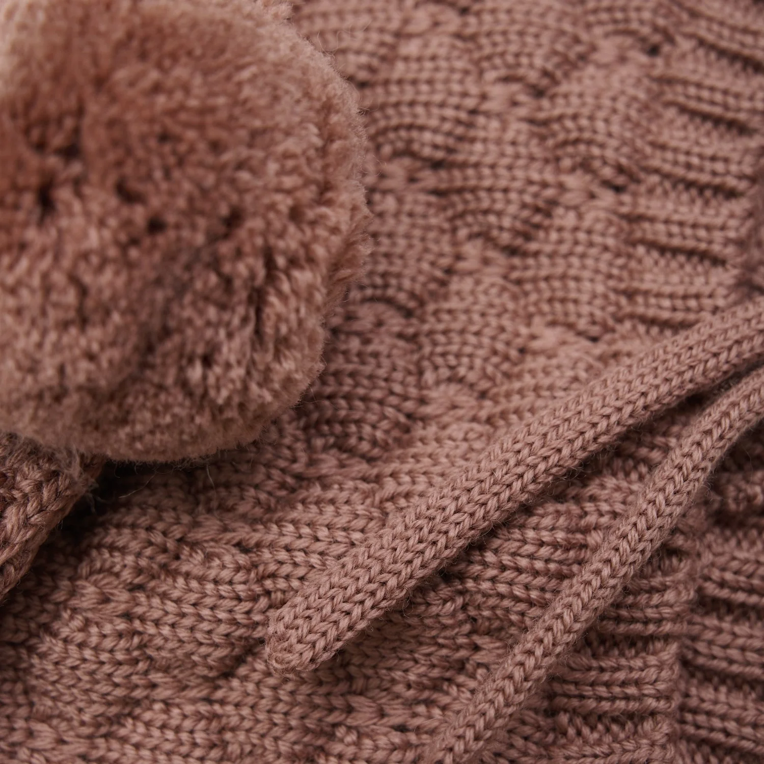 Huttelihut Burlwood Bonnet Uld Strik Pompom - Image 2
