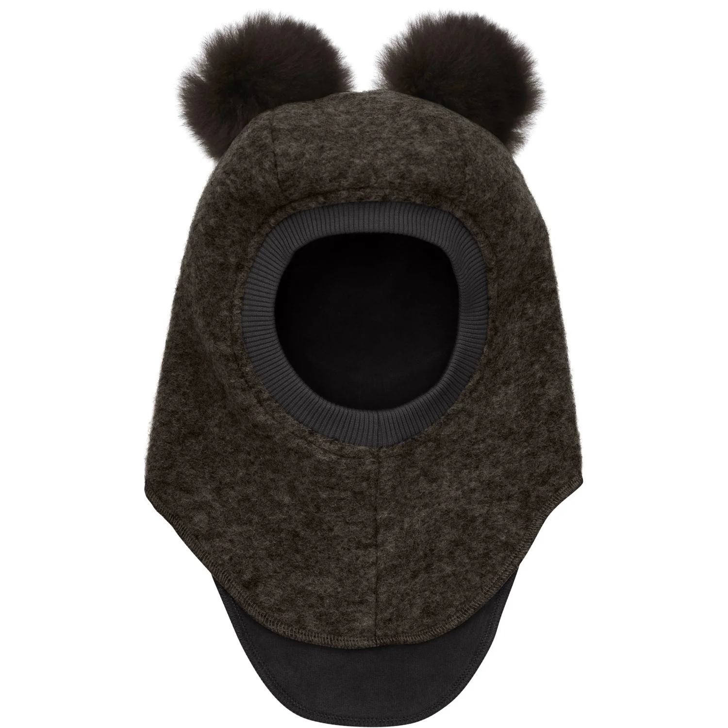 Huttelihut Dark Brown Melange Elefanthue Uld Alpaca Pompoms