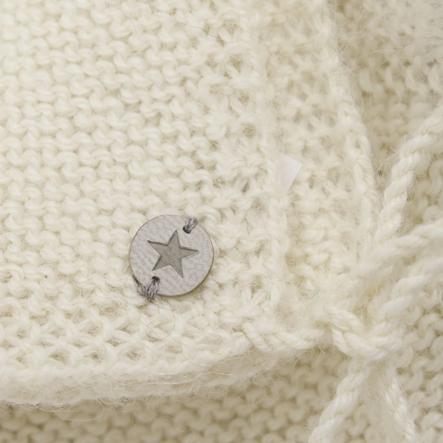 Huttelihut Off-White Bonnet Uld Strik Alpaca Pompom - Image 2