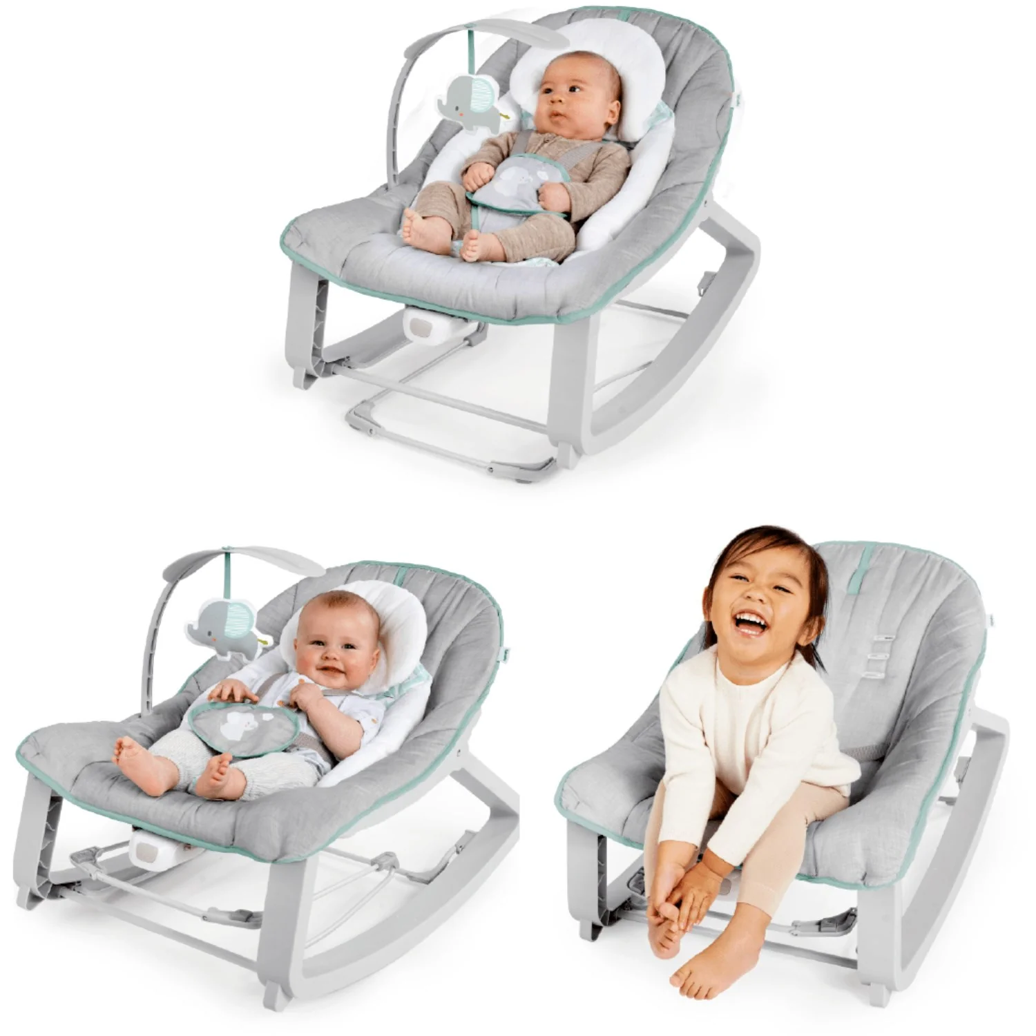Ingenuity Grey Keep Cozy™ Grow With Me Rocking Seat - Weaver™ Baby Vippestol - Image 7