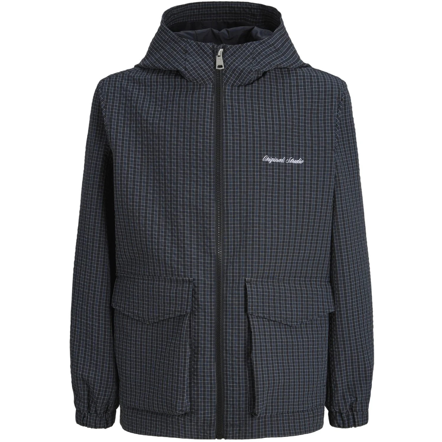 Jack & Jones Junior Asphalt Checks Jorniagra Check Hætte Jakke Jnr
