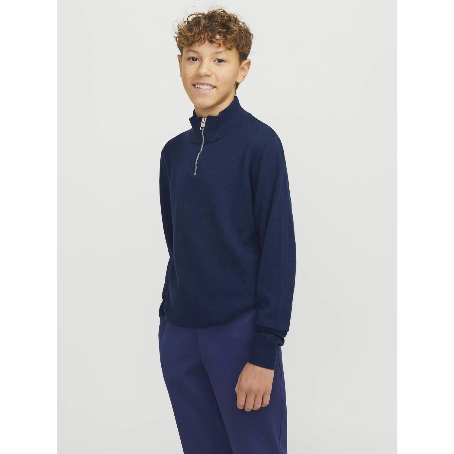 Jack & Jones Junior Navy Blazer Jjeemil Strik Half Zip Noos Jnr - Image 8