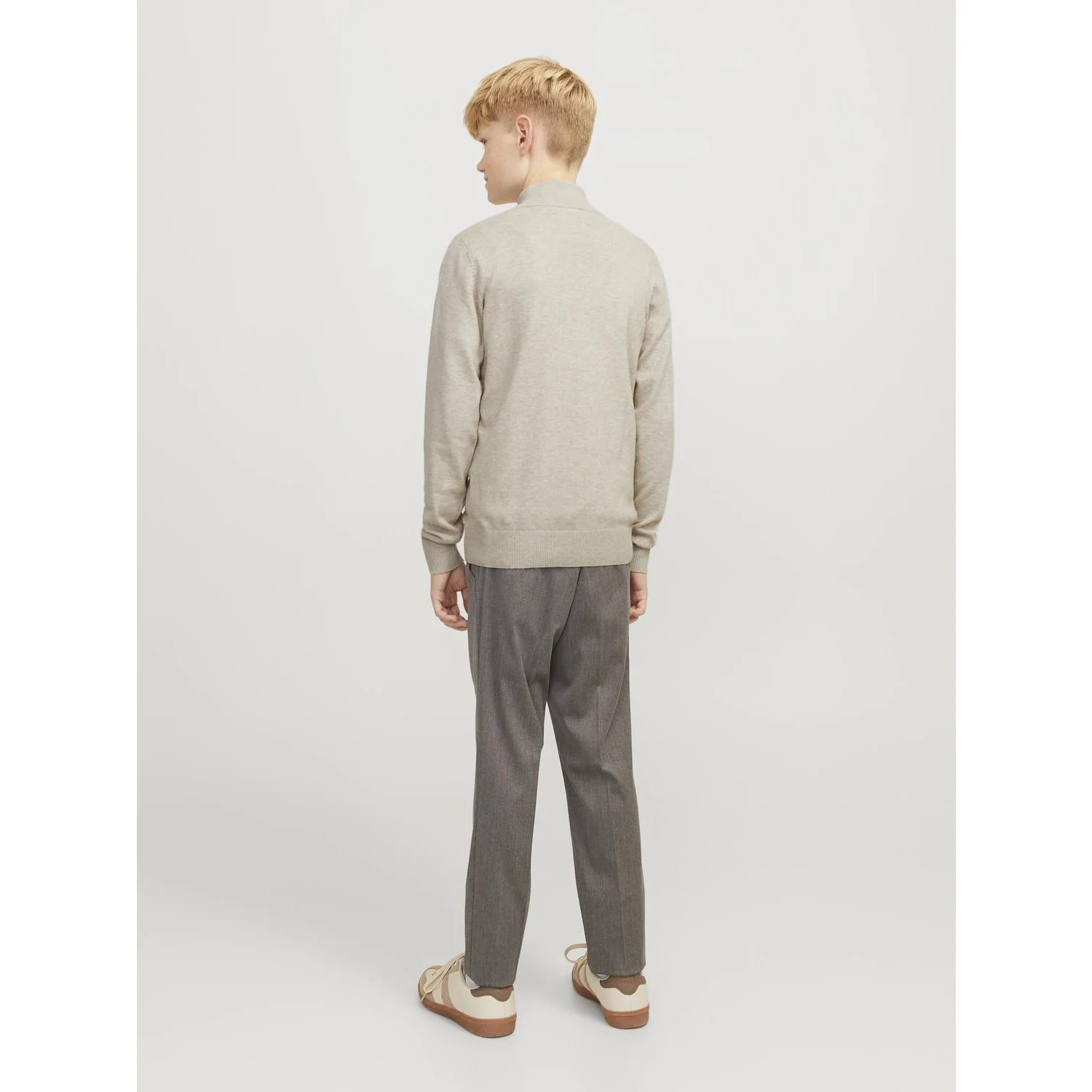 Jack & Jones Junior Oatmeal Melange Jjeemil Strik Half Zip Noos Jnr - Image 7
