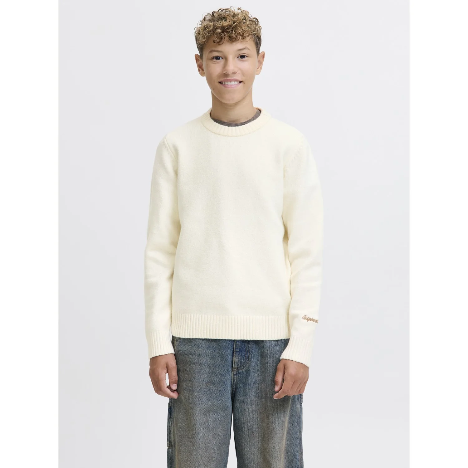 Jack & Jones Junior Sea Salt Jornorrebro Strik Crew Neck Ln Jnr - Image 3