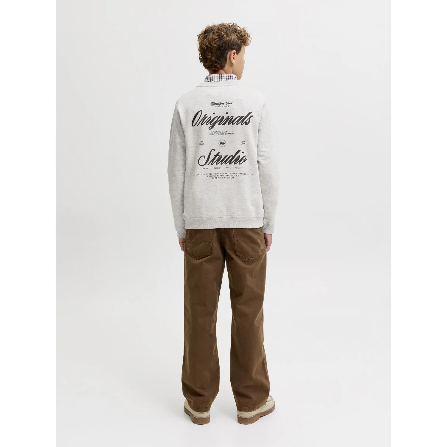 Jack & Jones Junior White Melange Jornorrebro Typo Back Sweat Cn Jnr - Image 4