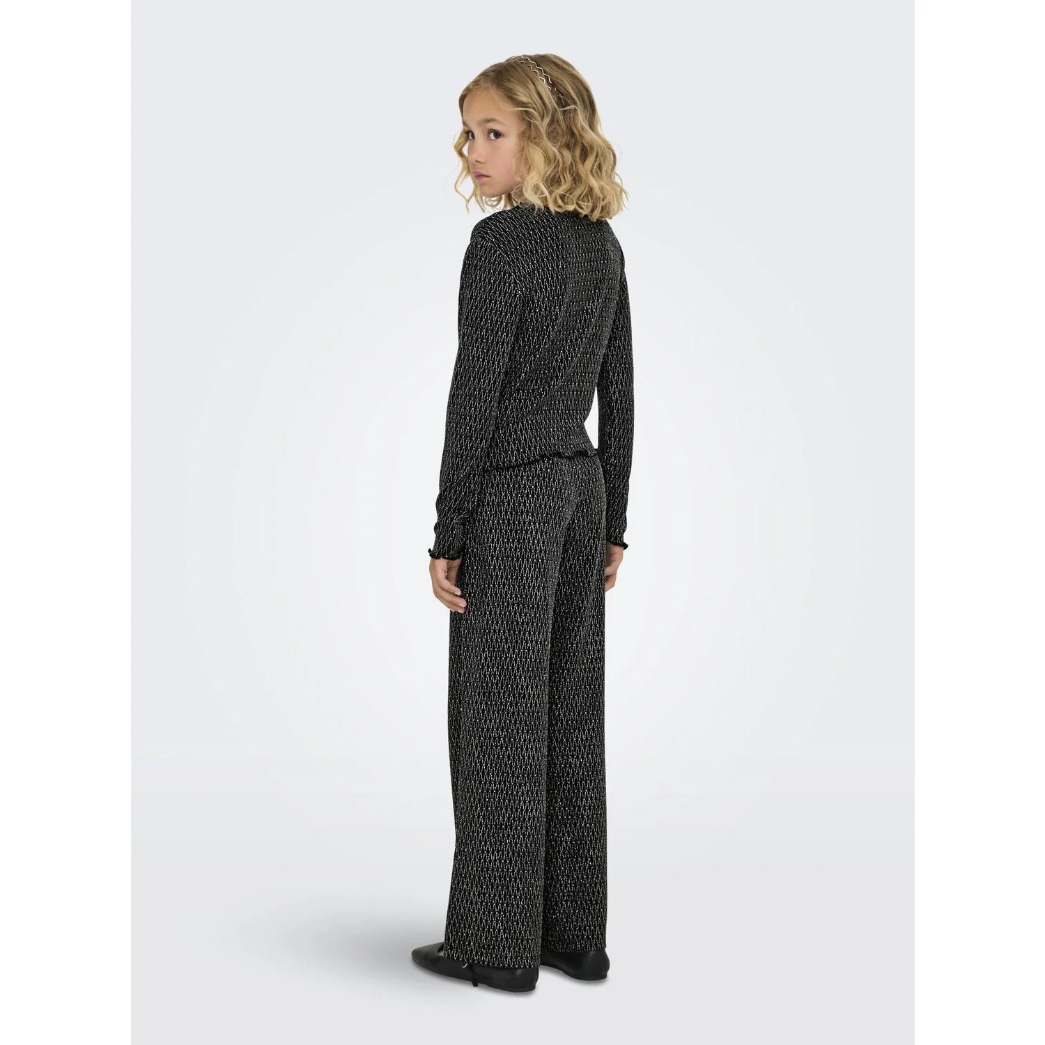 kids ONLY Black Lurex Silver/Harlekin Kogqueen Glitter Bukser Bf Jrs - Image 4