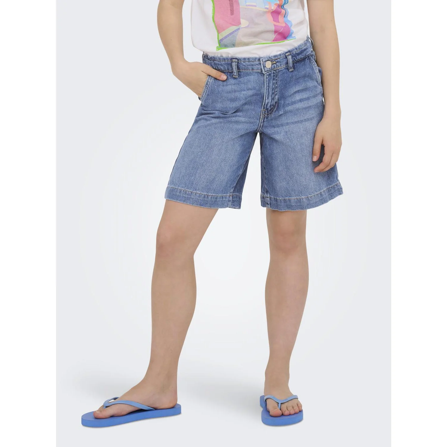 kids ONLY Light Blue Denim Kogcomet Wide Long Shorts Dnm Dia Noos - Image 2