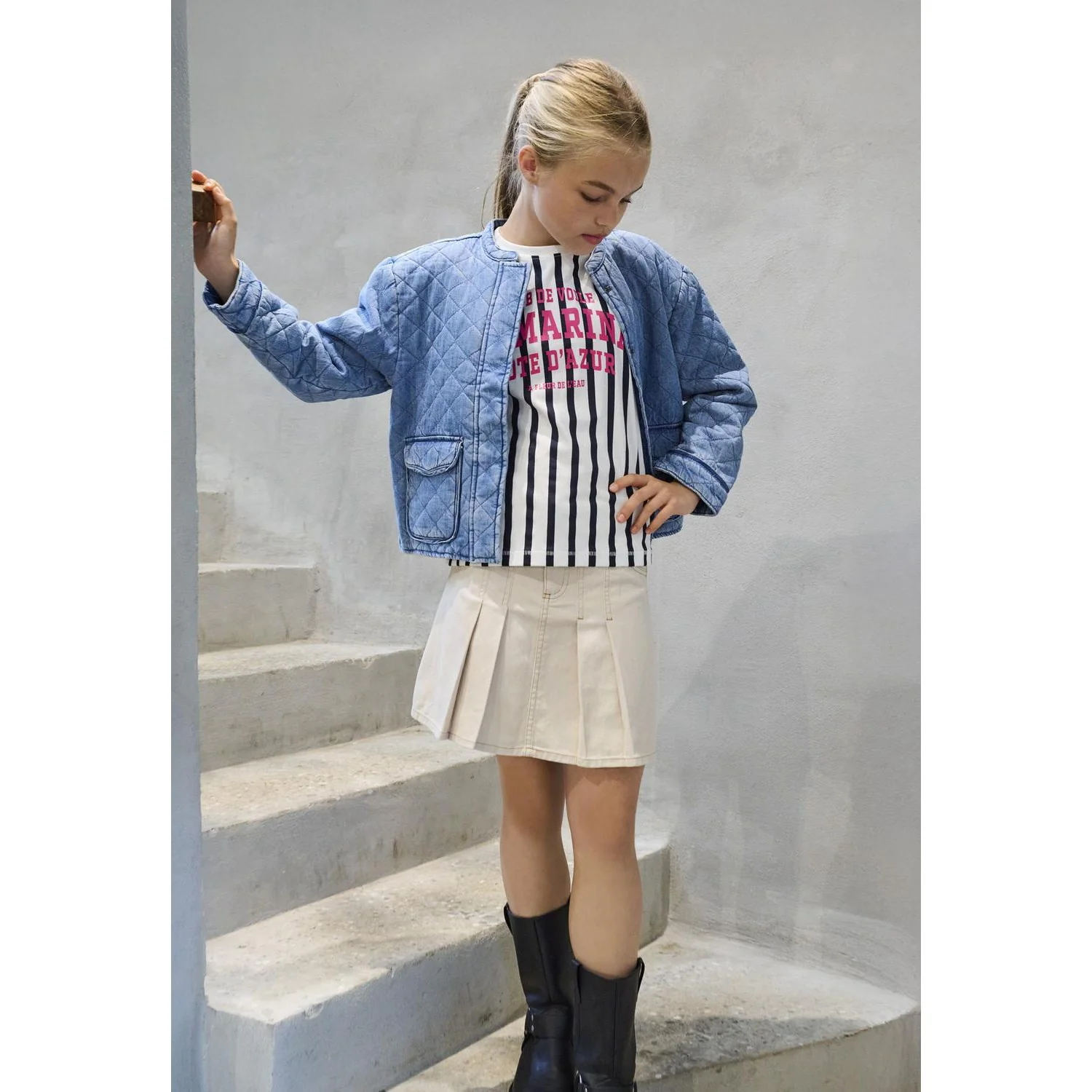 kids ONLY Light Blue Denim Koghallie Quiltet Dnm Jakke Akm - Image 2