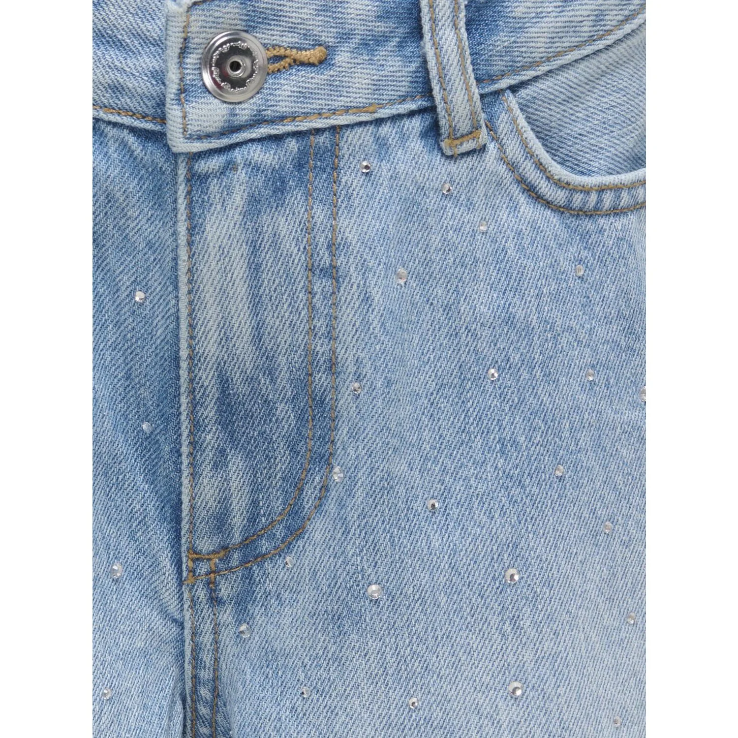 kids ONLY Medium Blue Denim Rhinestones Kogsonny Hw Wide Rhinst Dnm Shorts Azg - Image 4