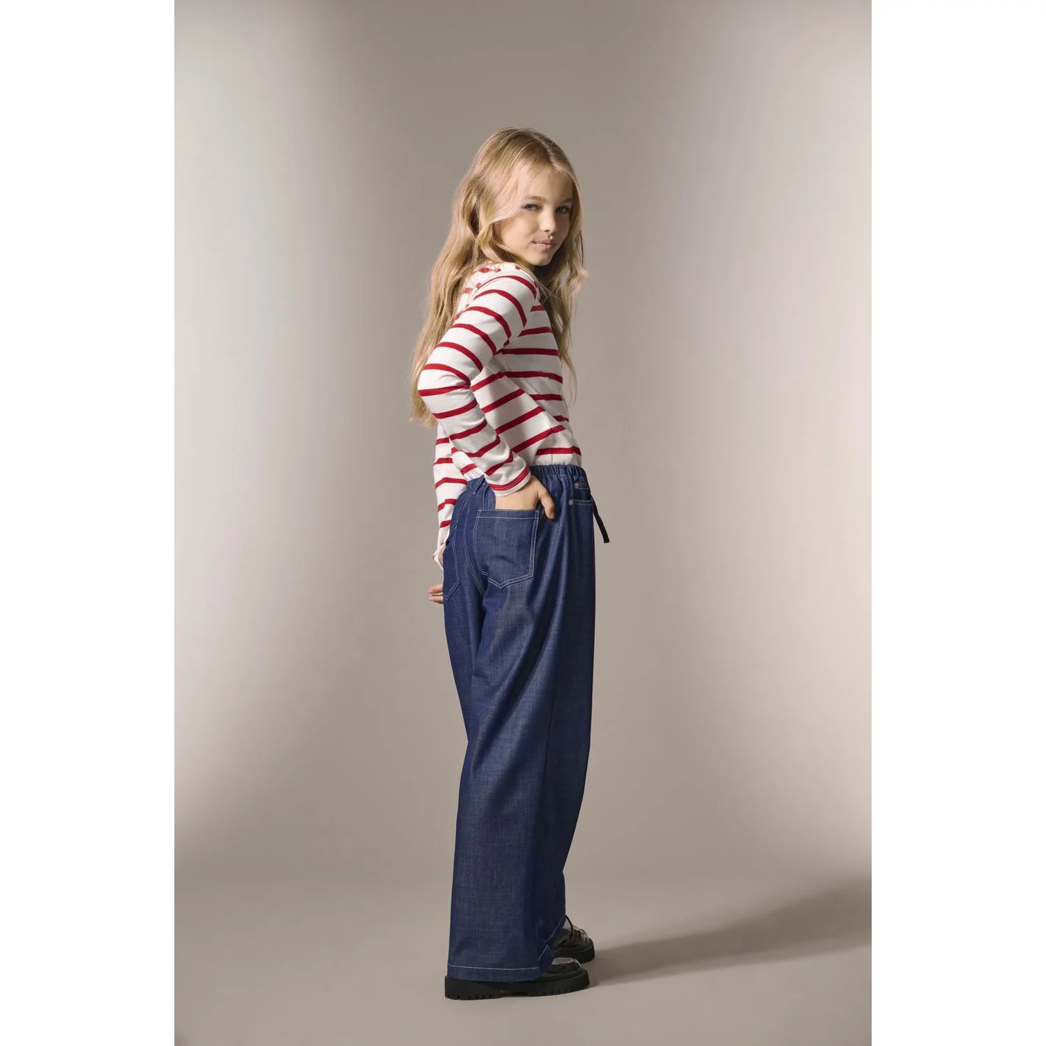 kids ONLY Naval Academy Contrast Stitches Kogjina Mw Wide Stitch Bukser Cp Pnt - Image 2
