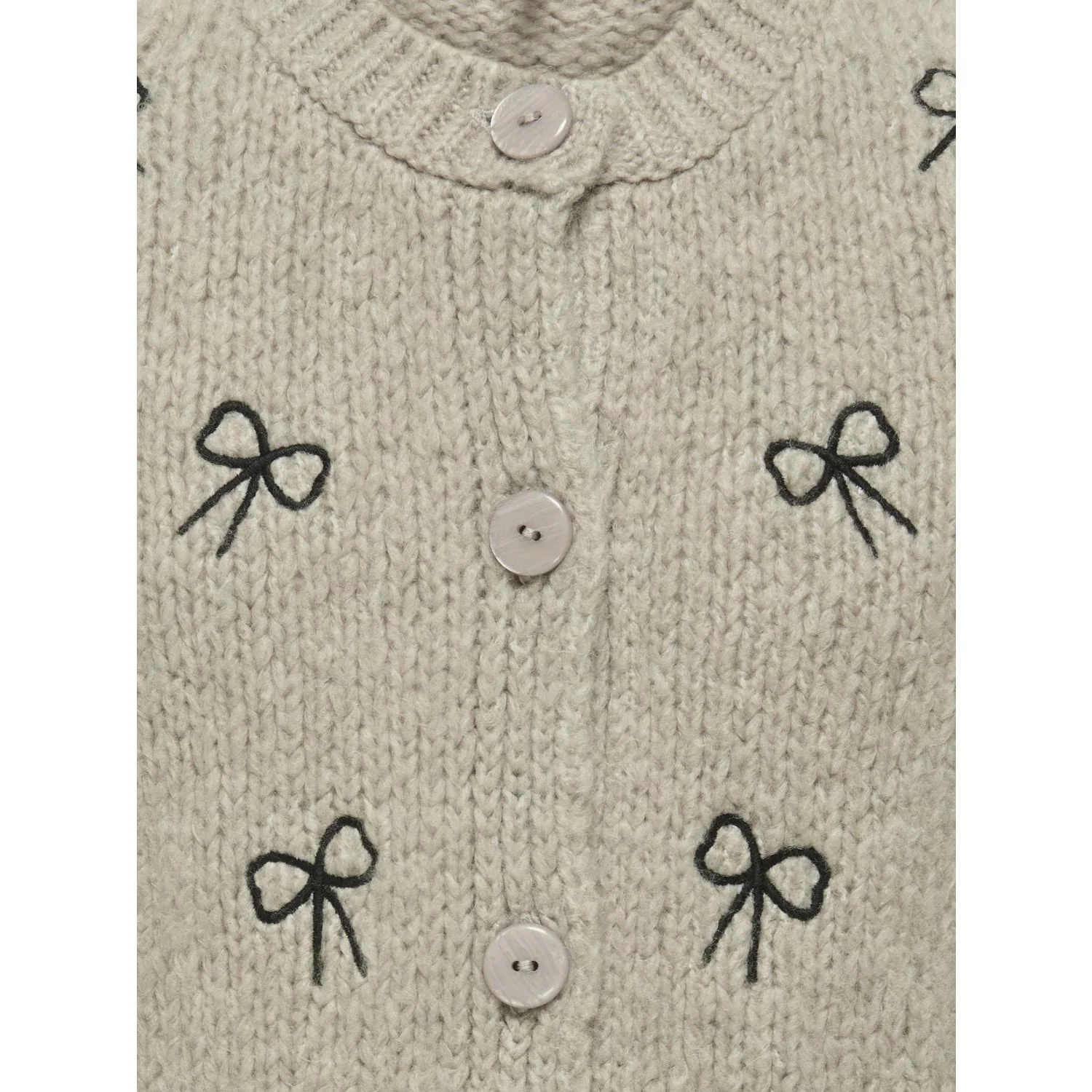 kids ONLY Pumice Stone Melange Detail Bows/Black Kogcody L/S O-Neck Sløjfe Cardigan Knt - Image 2