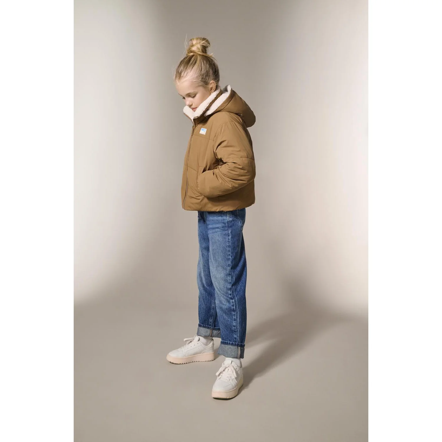 kids ONLY Toasted Coconut Kogmaria Life Reversib Puffer Jakke Otw - Image 3
