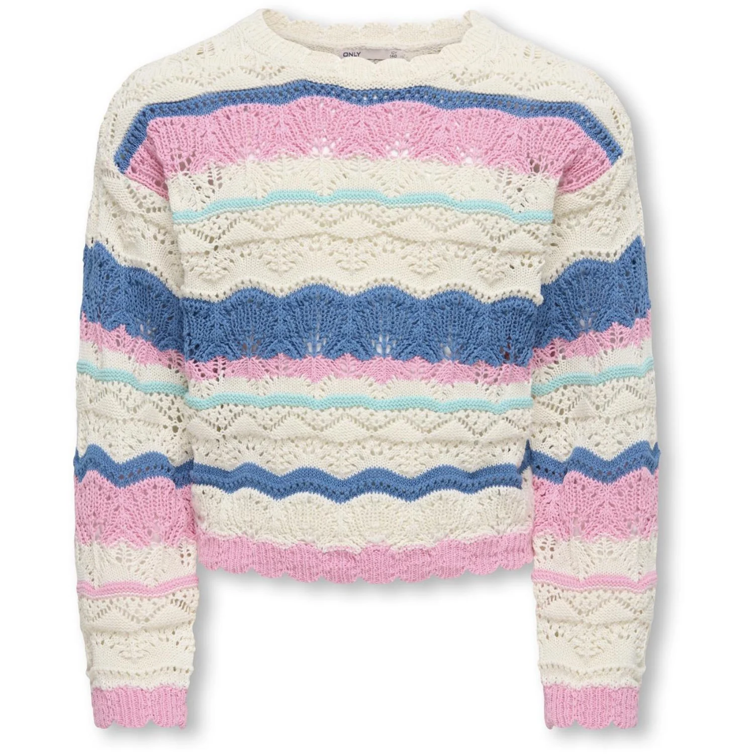 kids ONLY Tofu Begonia Pink/Harbor Gray/Riviera Kogdonna Life Ls Pattern Pullover Knt