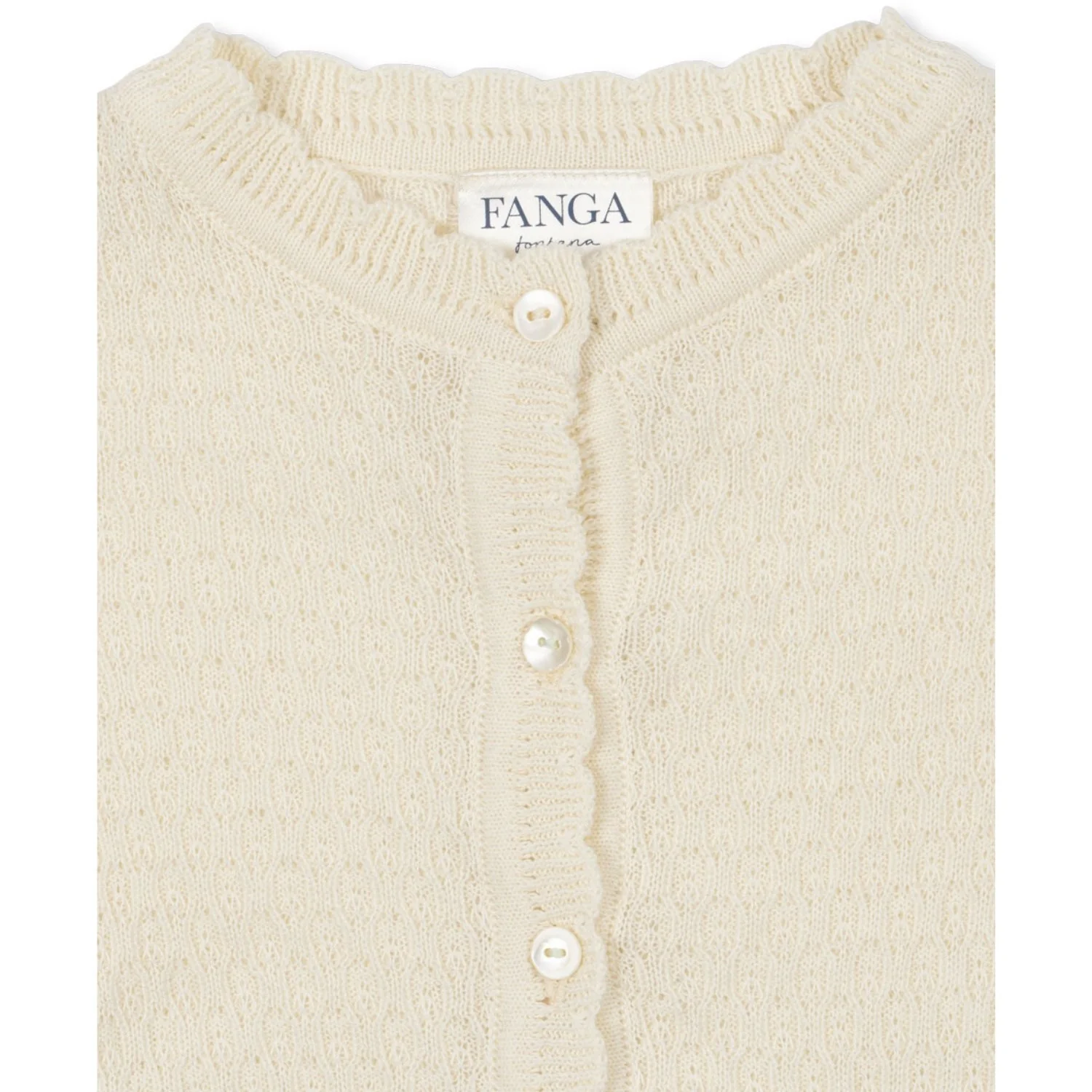 Konges Sløjd Fanga Fontana Antique White Venti Pointelle Cardigan GOTS - Image 2