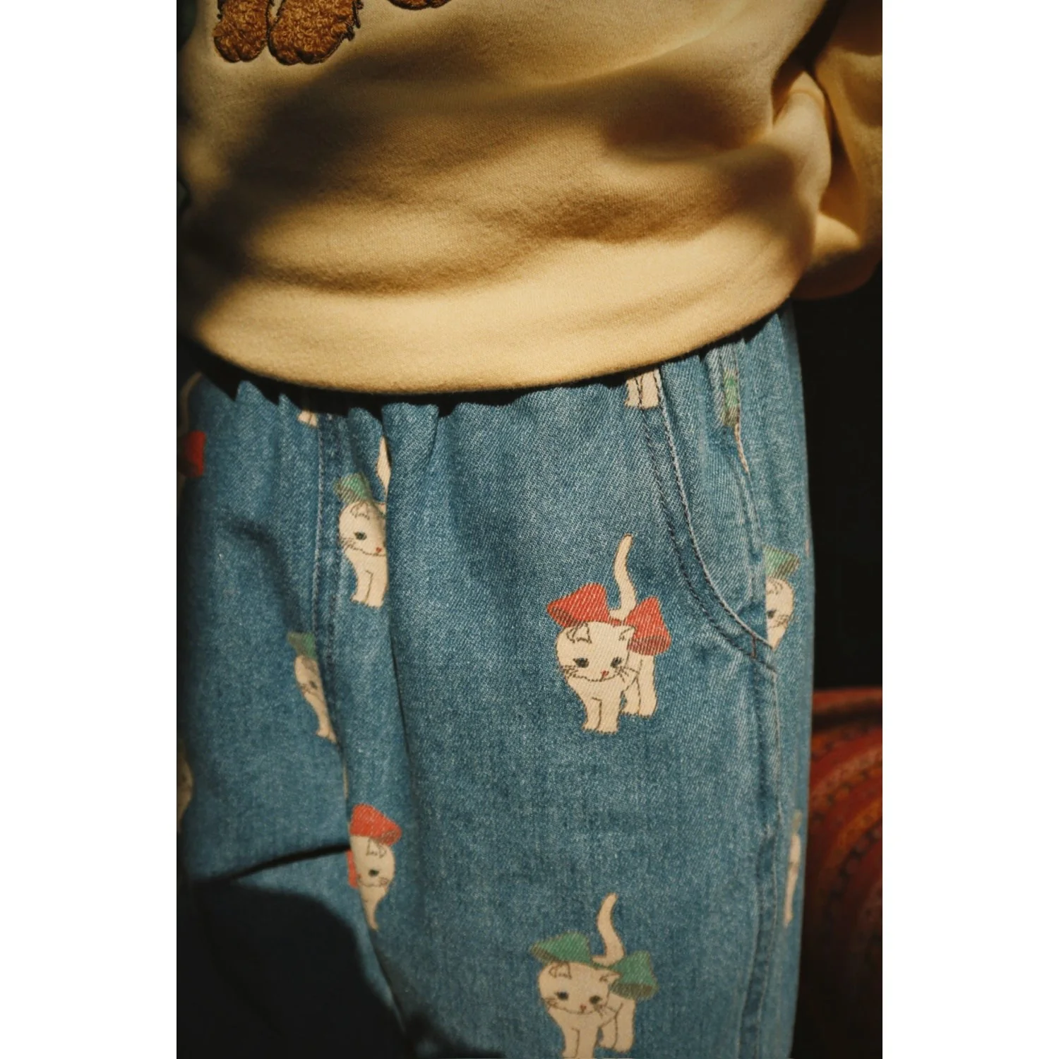 Konges Sløjd Bow Kitty Denim Magot Slit Bukser GOTS - Image 2