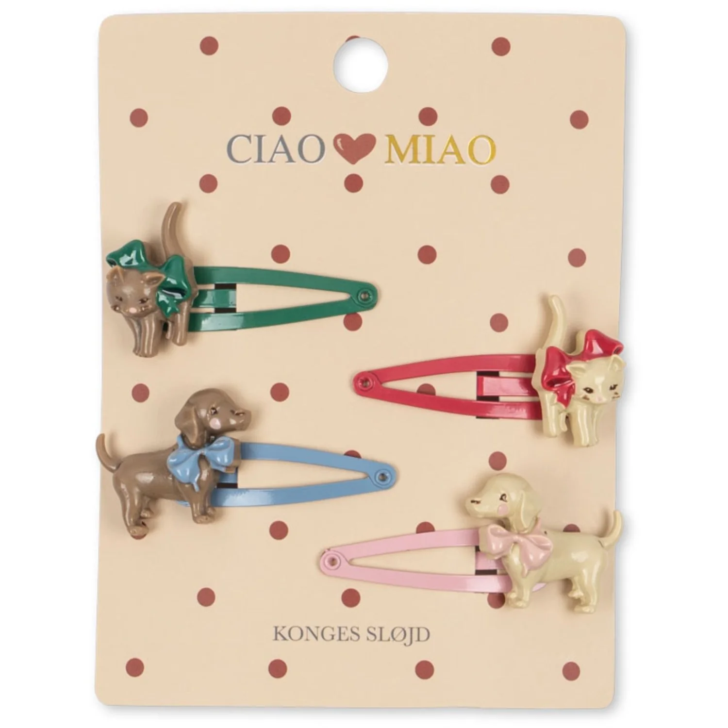 Konges Sløjd Multi 4 Pak Cats & Dogs Hair Clip - Image 4