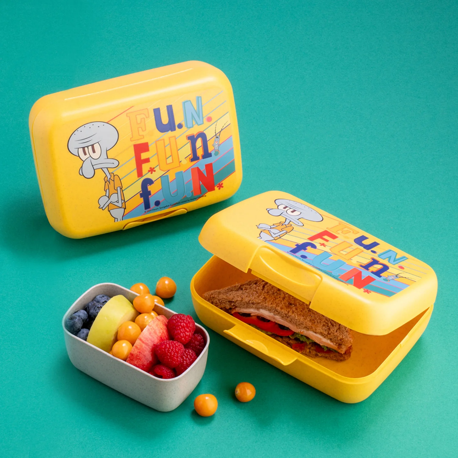 Koziol Organic Honey Yellow Lunch Box Med Separation Skål Candy L Spongebob Squidward - Image 2