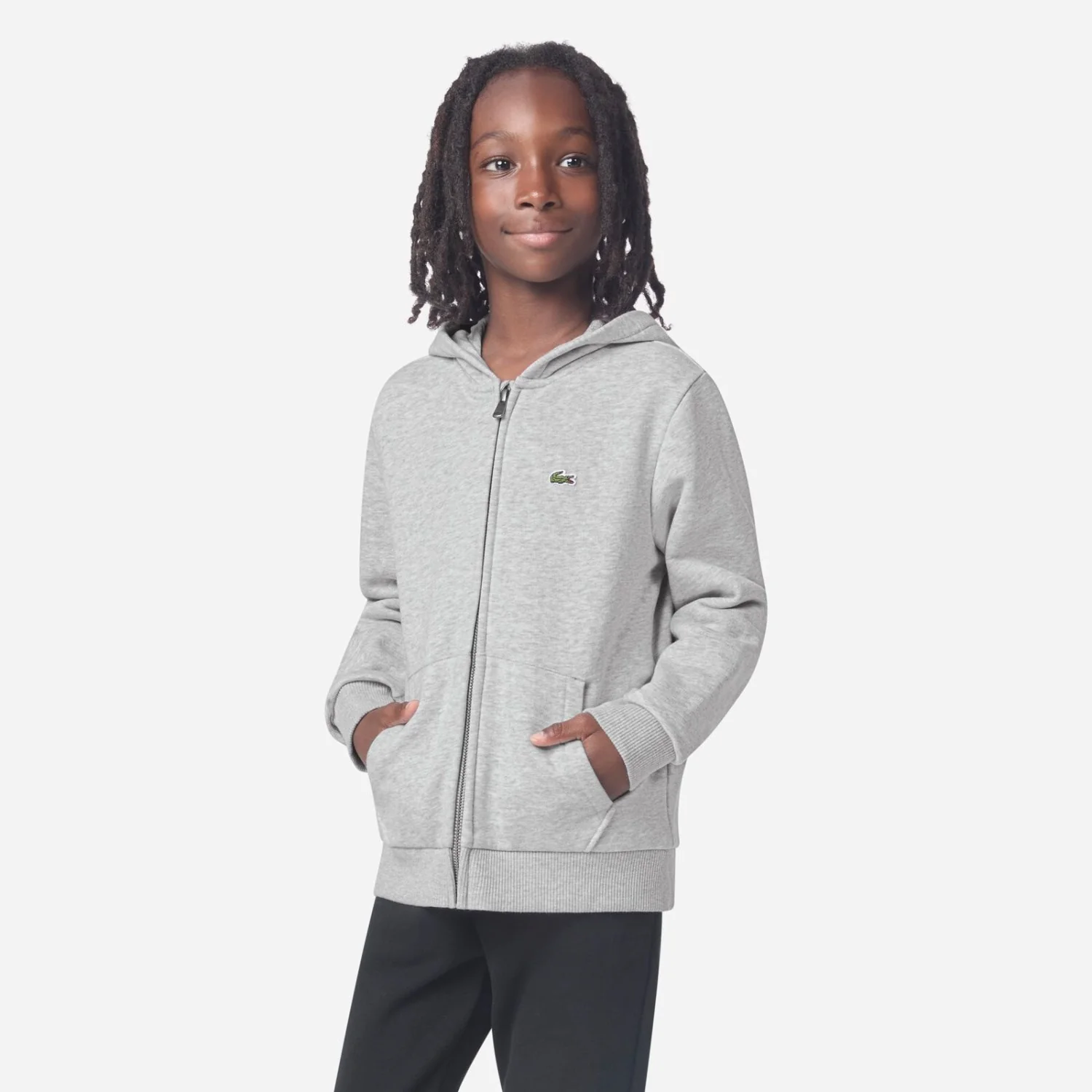 LACOSTE Argent Chine Heather Core Fleece Full Zip Hoodi - Image 2