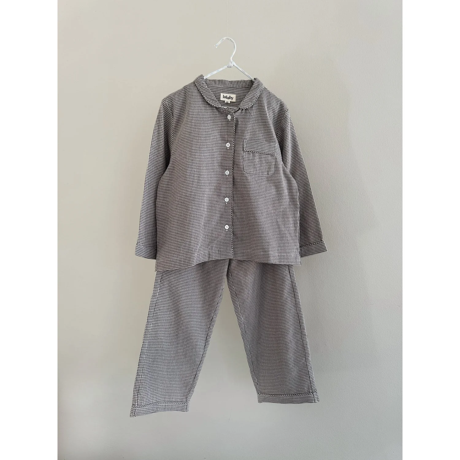 Lalaby Tiny Check Brown Classic Pyjamas - Image 12