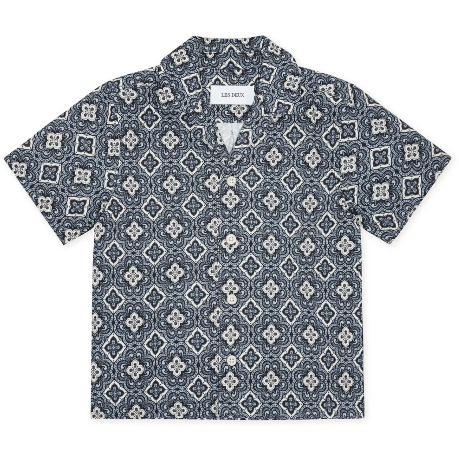 Les Deux Kids Blue Fog Lukas Arabesque AOP SS Skjorte