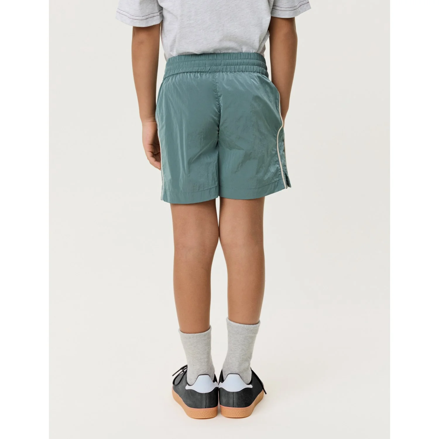 Les Deux Kids Tea Green Shiny Crisp Track Shorts KIDS - Image 3