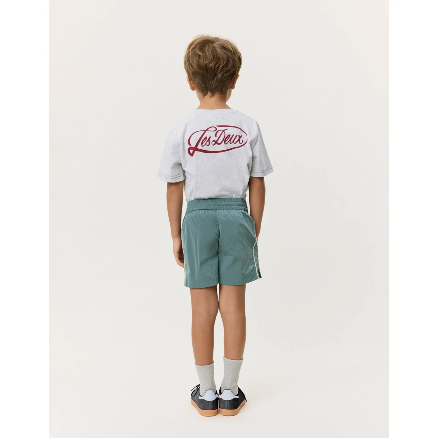 Les Deux Kids Tea Green Shiny Crisp Track Shorts KIDS - Image 4