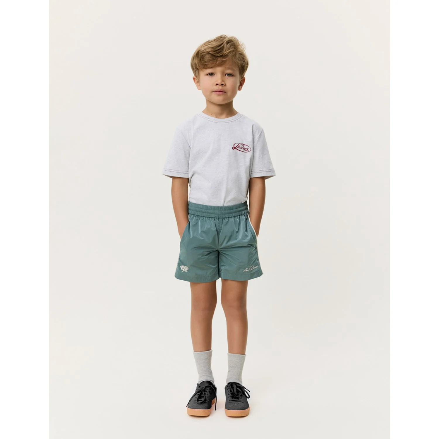 Les Deux Kids Tea Green Shiny Crisp Track Shorts KIDS - Image 7