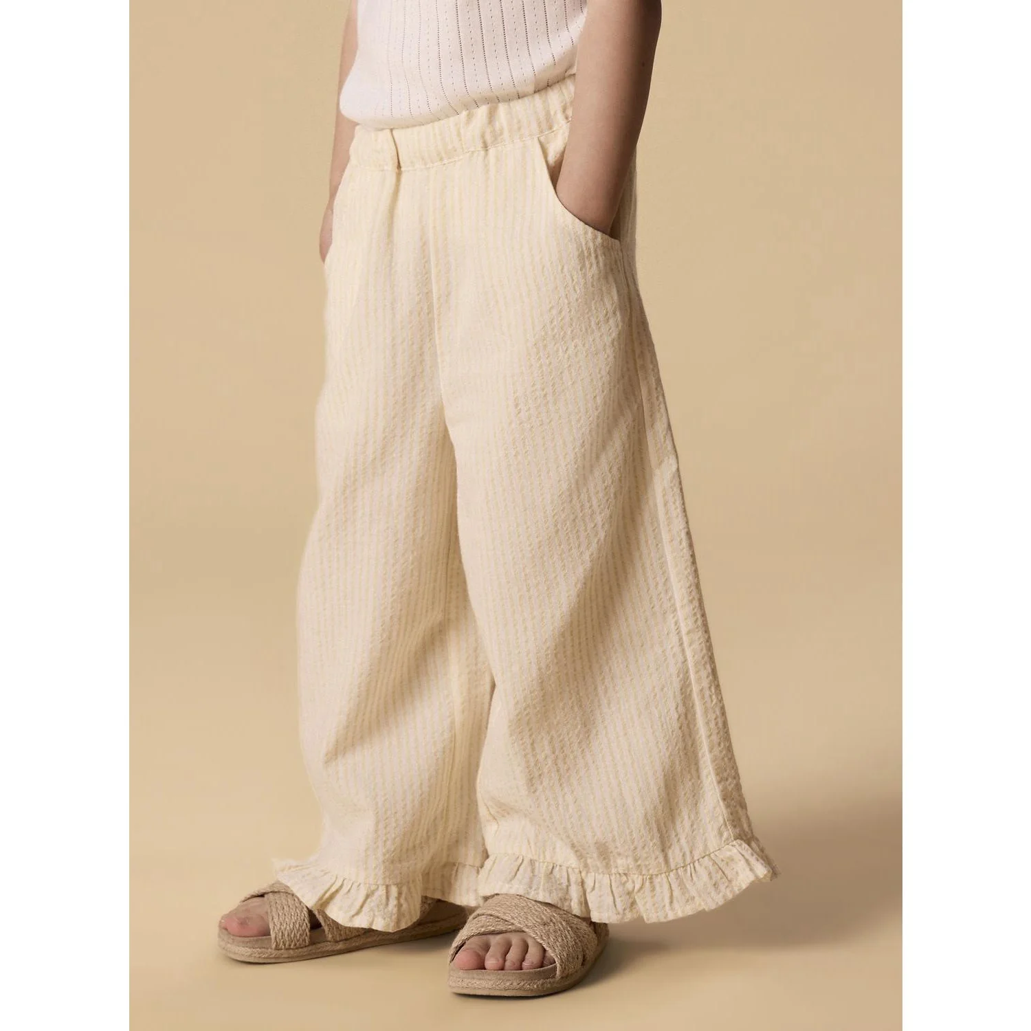 Lil'Atelier Coconut Milk Sahara Sun Nmffolly Wide Bukser Lil - Image 3