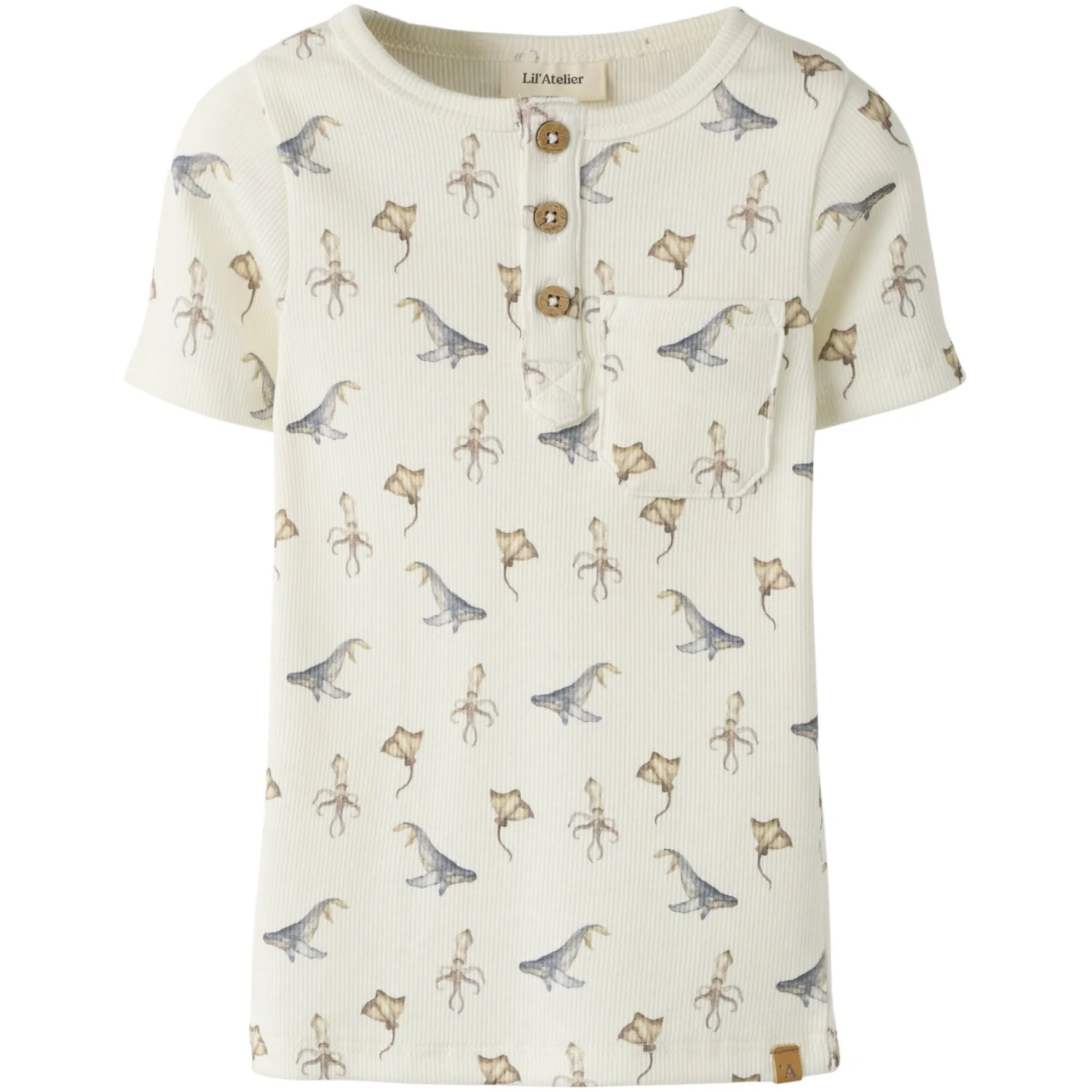 Lil'Atelier Coconut Milk Sea Animals Nmmlavo Esi Ss Slim Top Lil