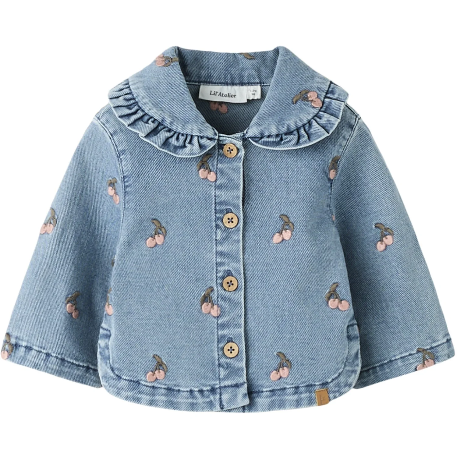 Lil'Atelier Medium Blue Denim Cherry Nbfdeva Loose Dnm Emb Jakke 2024-Es Lil