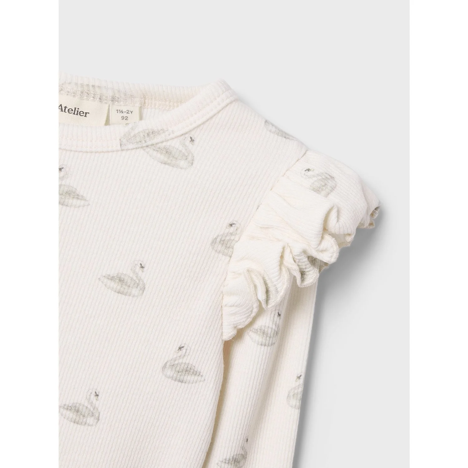 Lil'Atelier Pastel Parchment Swan Nmfgavo Eko Ls Slim Top Lil Noos - Image 2