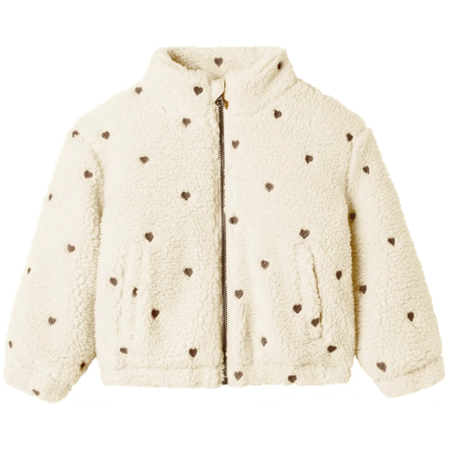 Lil'Atelier Turtledove Emb. Hearts Nmfnalo Sherpa Loose Jakke Lil