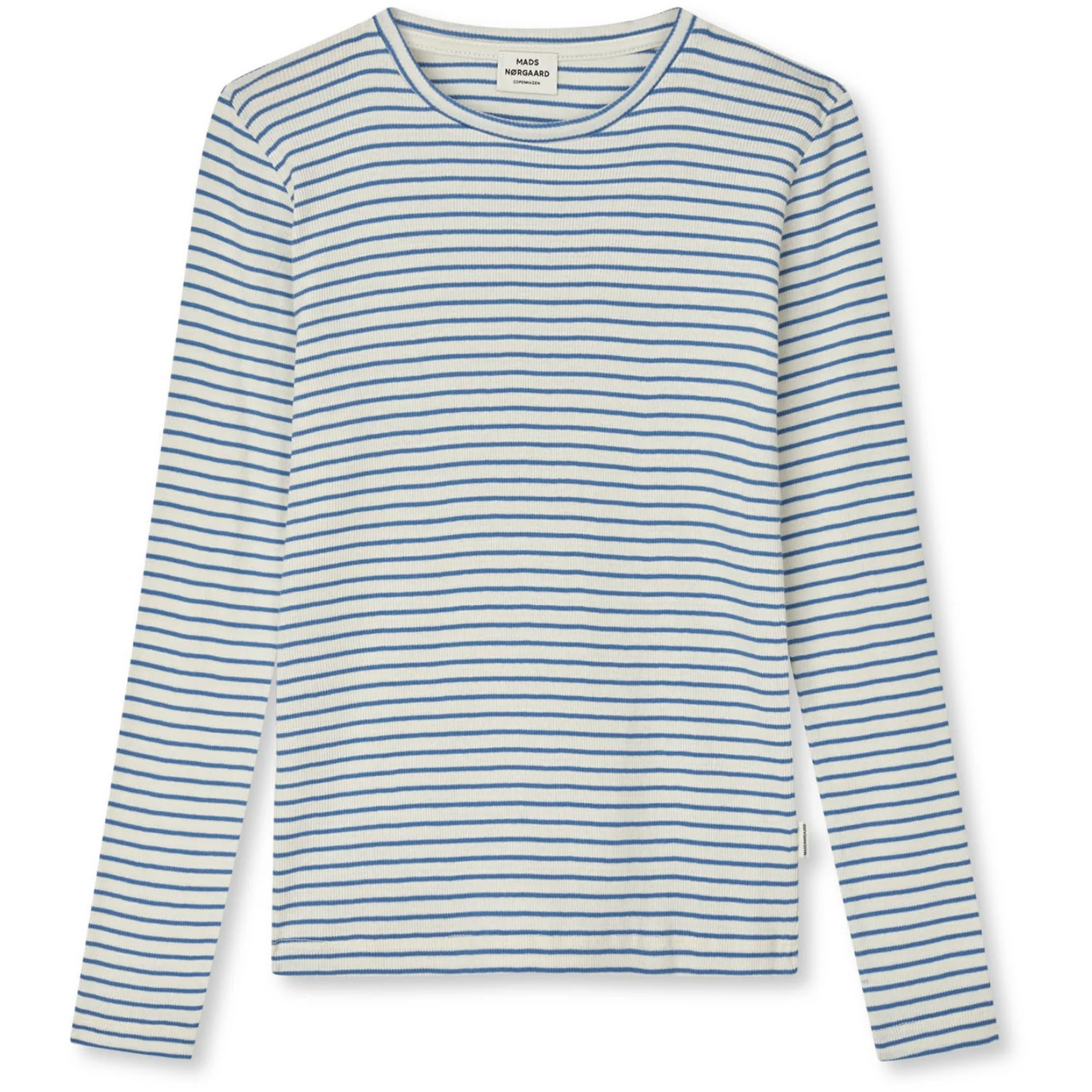 Mads Nørgaard Vanilla Ice/Bright Cobalt 2X2 Bomuld Stripe Talino Tee L/S
