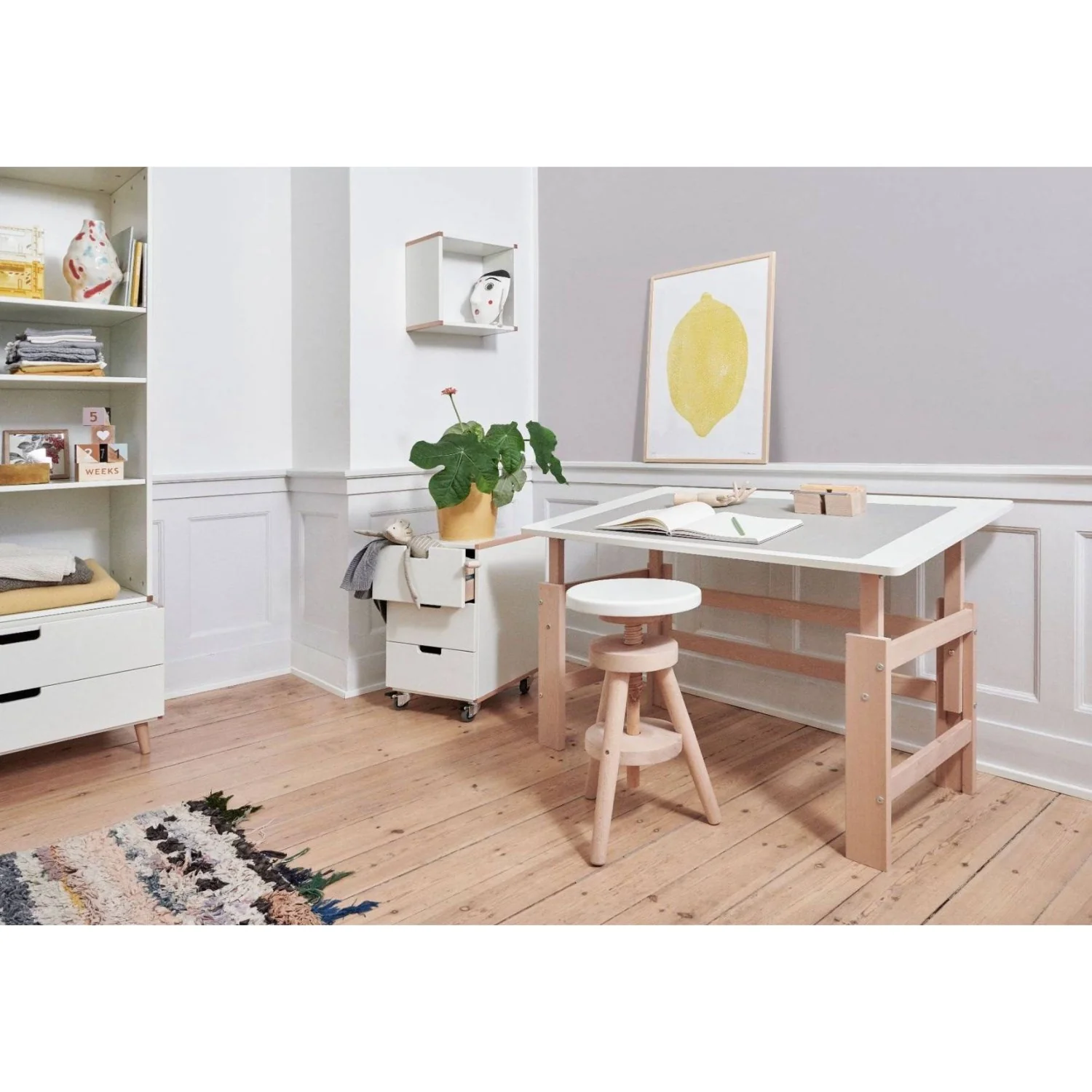 Manis-h Snow White Justerbart Skrivebord Med Stel I Bøgetræ - Image 2