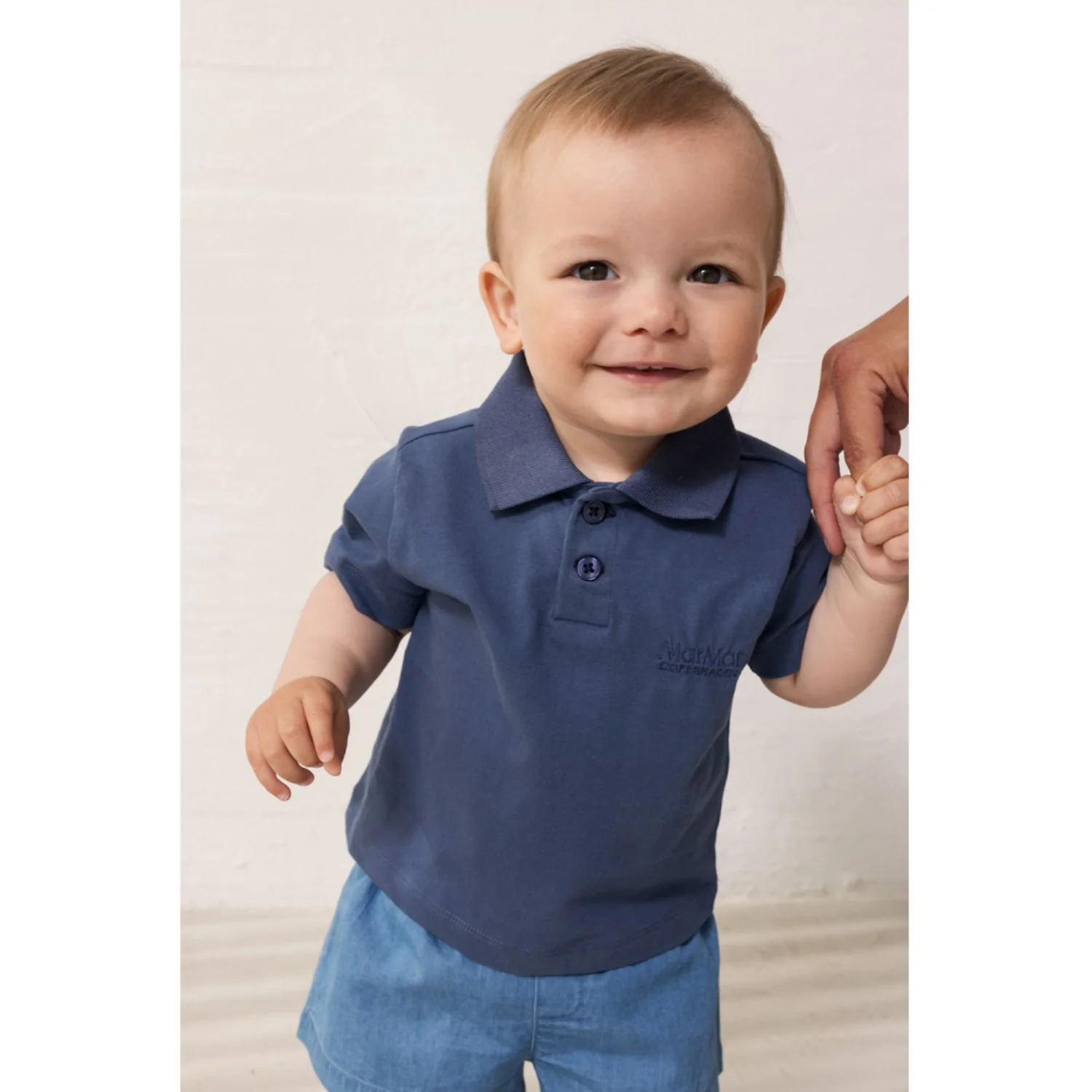 MarMar Cotton Jersey Vintage Blue Tad Polo T-shirt - Image 2