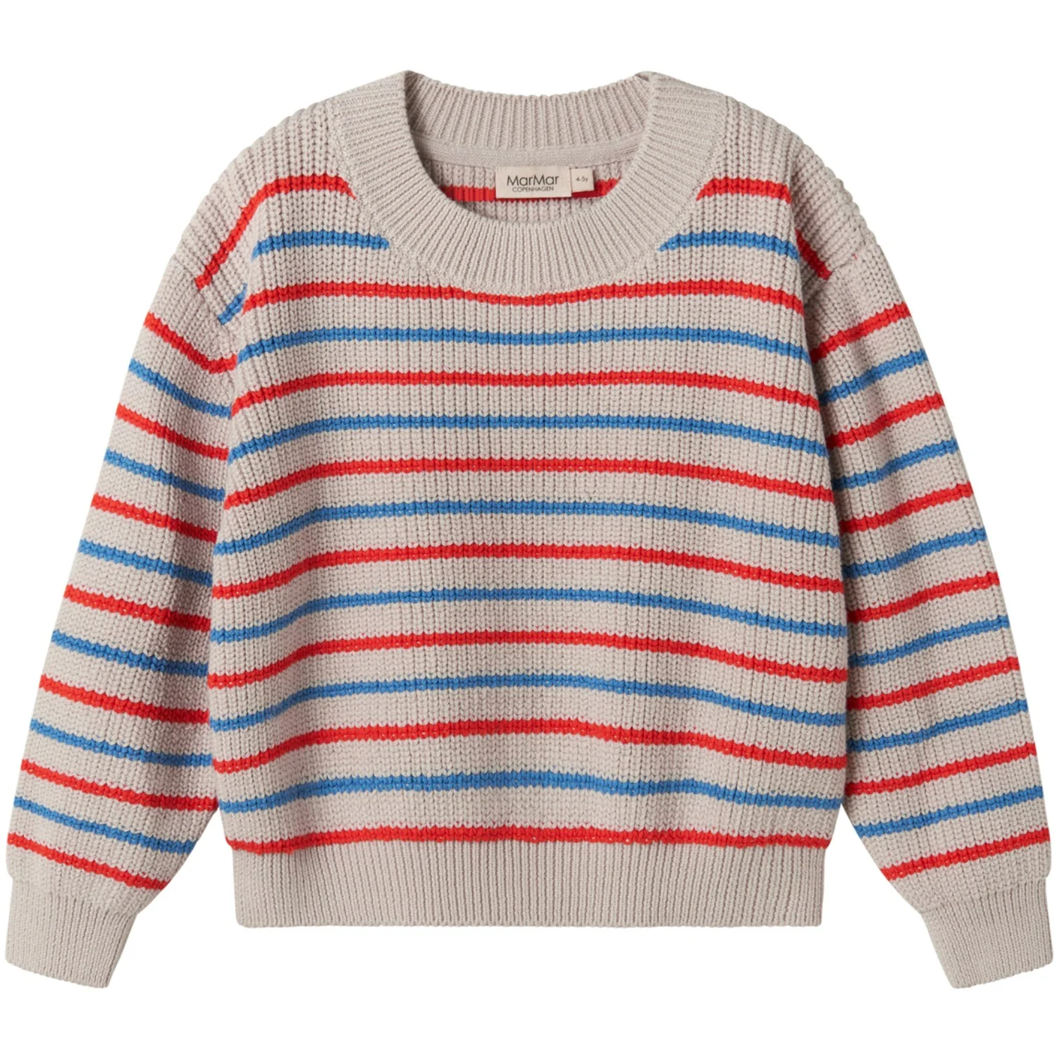MarMar Cotton Knit EA Stripe Tomato Mix Stripe Teno Strikket Bluse