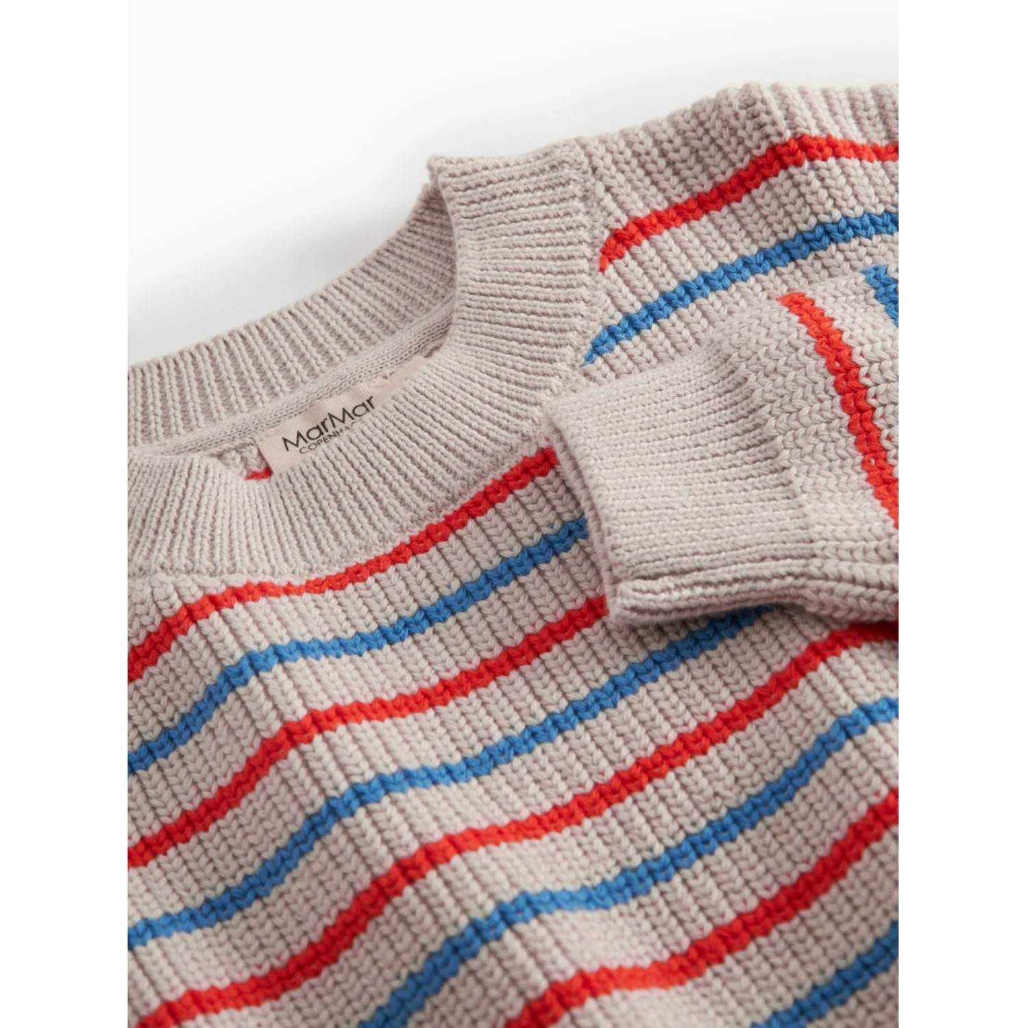 MarMar Cotton Knit EA Stripe Tomato Mix Stripe Teno Strikket Bluse - Image 3