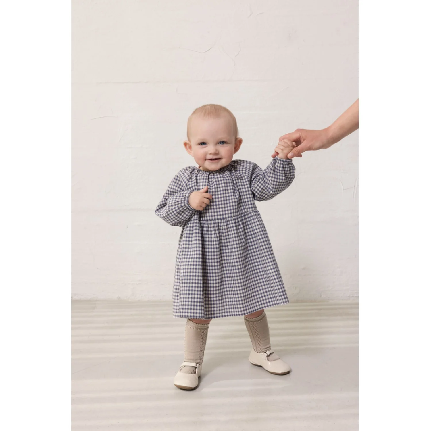 MarMar Cotton Linen Marine Check Dawson B Kjole - Image 2