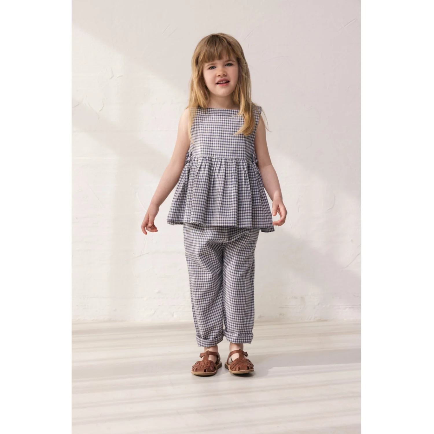 MarMar Cotton Linen Marine Check Tarame Top - Image 2