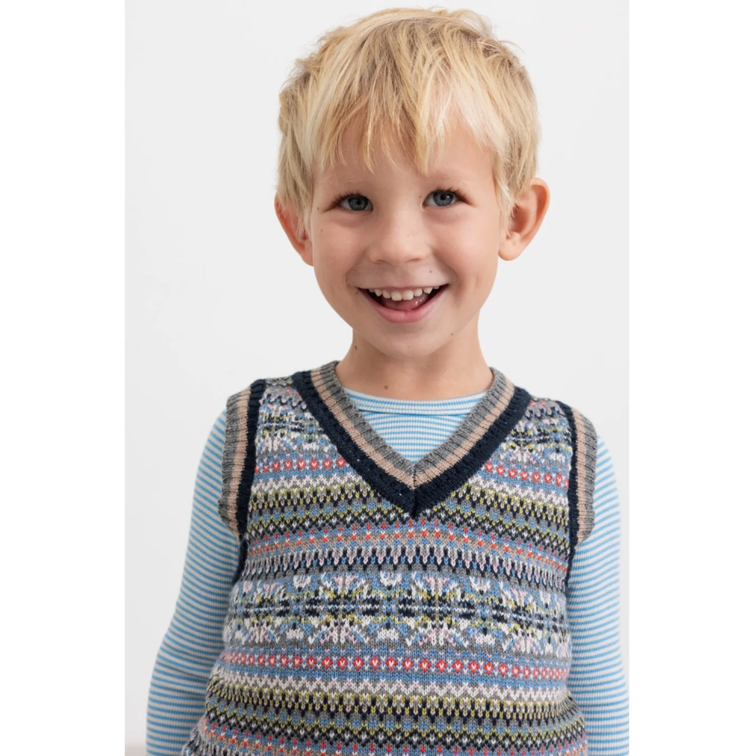 MarMar Light Cotton Wool Fair Isle Fair Isle Taj B Strikket Vest - Image 3
